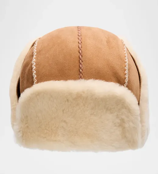 Shearling Trim Trapper Hat 